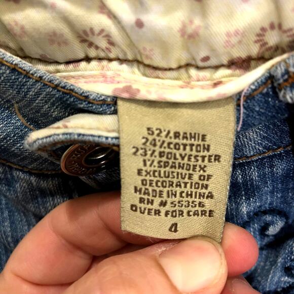 Ruff Hewn Raw Hem Cropped Embroidered Jeans 4 - Picture 4 of 6